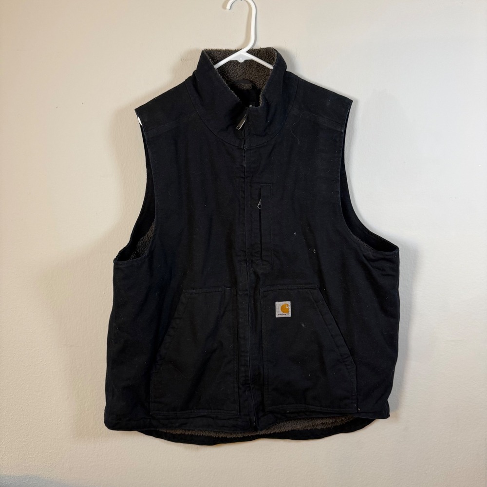 Carhartt Mens Black Sherpa Lined Work Vest‎ Size Large